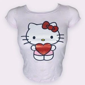Trendy pink Hello Kitty crop top xxs with hearts